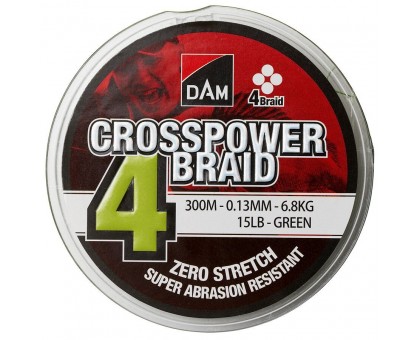 Шнур DAM Crosspower 4-Braid 300м 0,10мм 4,5кг/10Lb (green)