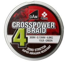 Шнур DAM Crosspower 4-Braid 300м 0,13мм 6,8кг/15Lb (green)