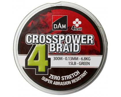 Шнур DAM Crosspower 4-Braid 300м 0,13мм 6,8кг/15Lb (green) Шнур DAM Crosspower 4-Braid 300м 0,13мм 6,8кг/15Lb (green)