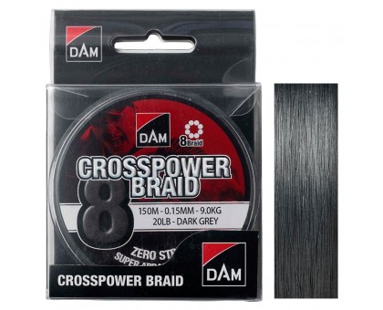 Шнур DAM Crosspower 8-Braid 150м 0,10мм 5,4кг/12Lb (dark grey)