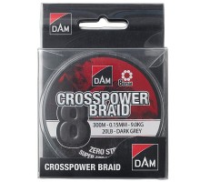 Шнур DAM Crosspower 8-Braid 300м 0,20мм 12,6кг/28Lb (dark grey)