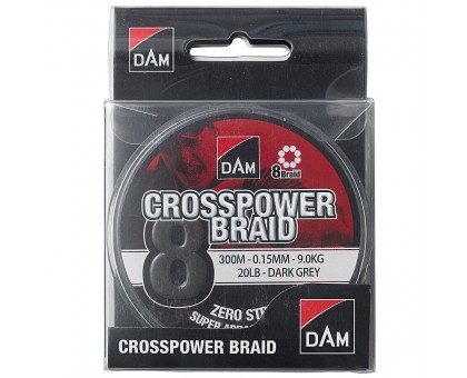 Шнур DAM Crosspower 8-Braid 300м 0,22мм 13,5кг/30Lb (dark grey)