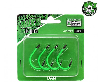 Гачок сомовий DAM MADCAT® A-STATIC JIG Hook №10/0 4шт. (green)