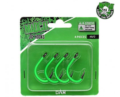 Крючок DAM MADCAT® A-STATIC JIG Hook №10/0 4шт. (green)