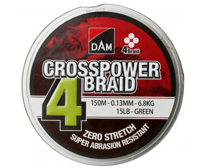 Шнур DAM Crosspower 4-Braid 150м 0.10мм 4.5кг (зеленый)