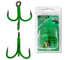 Крючок-тройник DAM MADCAT® A-STATIC TREBLE Hook 6Х №1/0 4шт. (green)